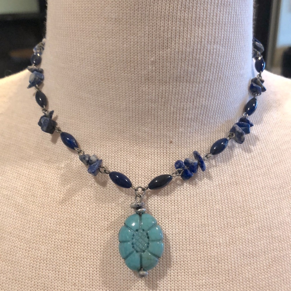 💙💚Blue stones and Turquoise pendant necklace